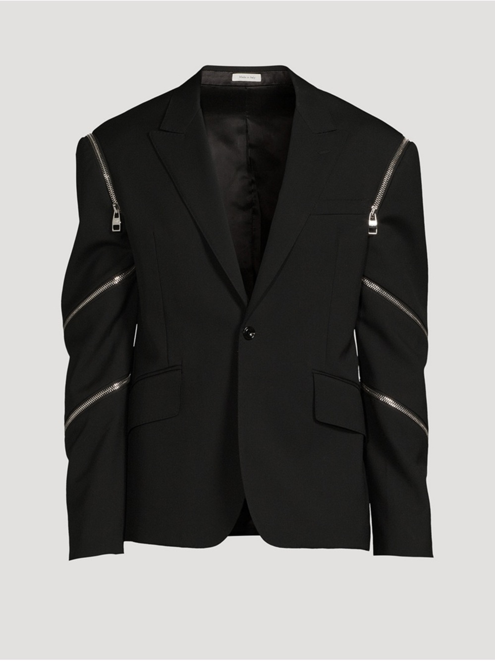 Alexander McQueen Black Blazer with Silver Zip Trim